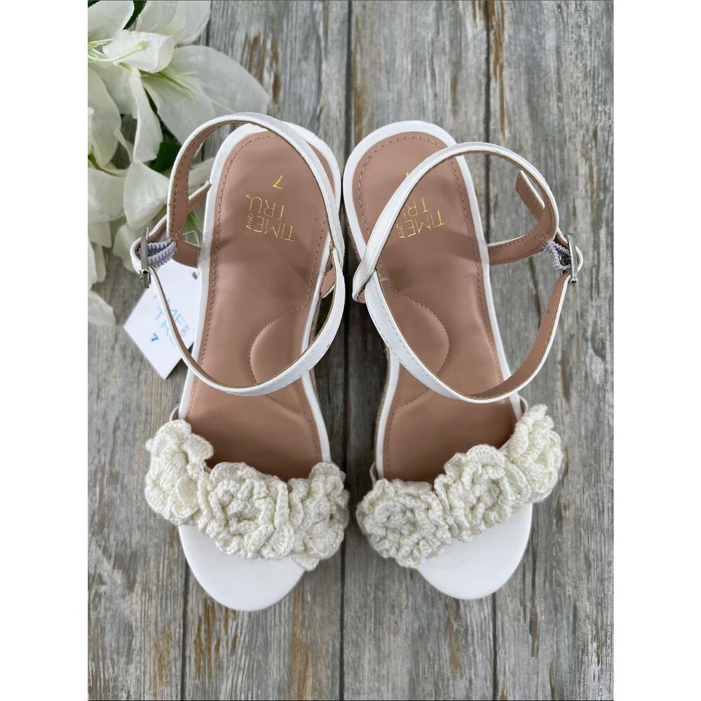 Women's Macrame Flower Espadrille Wedge Sandals Shoes Size 7